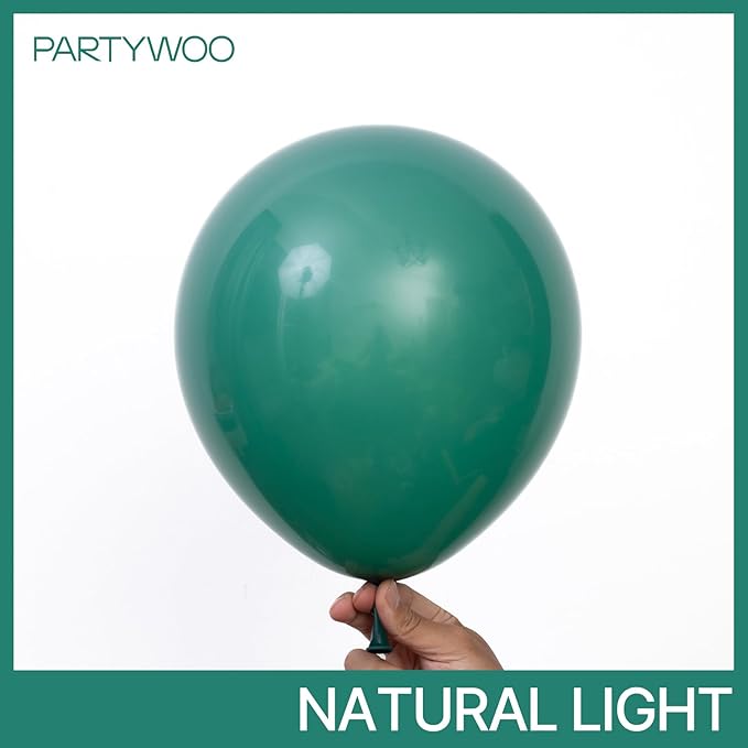 PartyWoo Dark Green Balloons 140pcs Different Sizes Pack of 18 12 10