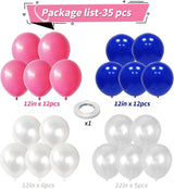Pink Blue White Balloons, 12 Inch Royal Blue Hot Pink Fuchsia Pearl