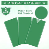 3Pcs Green Tablecloths for Rectangle Tables,Disposable Plastic Table