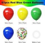 YMSZ Red Blue Green Yellow Balloons, 67pcs 12 Inch Colorful Latex