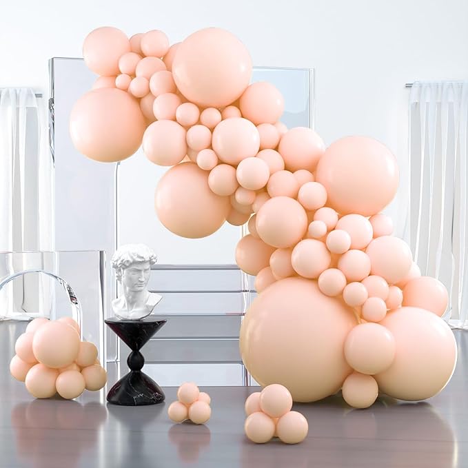 PartyWoo Pastel Orange Balloons 100 pcs Different Sizes of 36 18 12