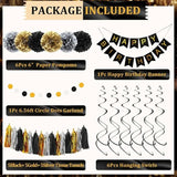 Black and Gold Birthday Party Decorations Kit for Men Women Cheers