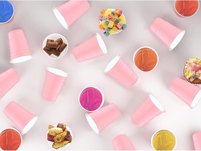 120 pcs 12 oz pink plastic cups Valentines Day plastic cups pink
