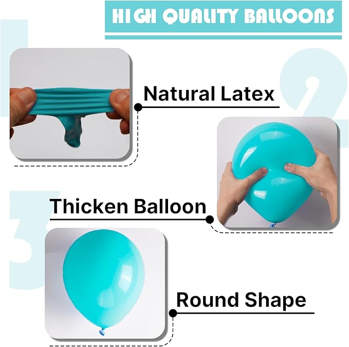 PartyWoo Teal Balloons 100pcs 12 Inch Turquoise Dark Teal Latex