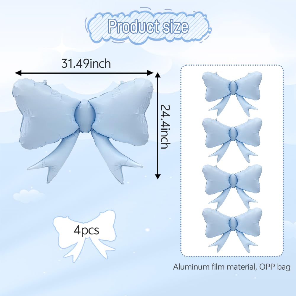 4pcs Jumbo Oversized Ribbon Balloons Coquette Bow Balloons Bow Party