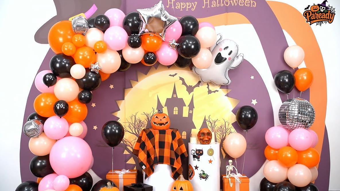 120 Pcs Halloween Balloon Garland, Orange and Black Balloon Arch Kit