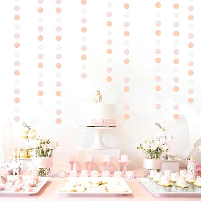 Peach-Pink White Party-Decorations Paper Garland - 52ft Princess