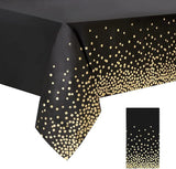 Black and Gold Plastic Tablecloth, 54 "x108 Rectangular Disposable