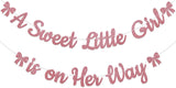 A Sweet Little Girl is on Her Way Banner - Pink Bow Baby Shower