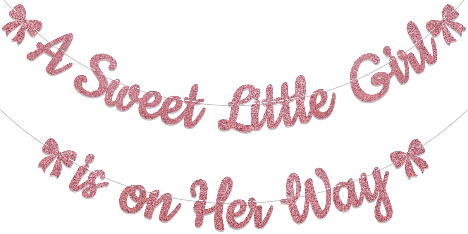 A Sweet Little Girl is on Her Way Banner - Pink Bow Baby Shower