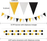 Silver Black Gold Party Decorations - 23pcs Tissue Paper Flowers Pom
