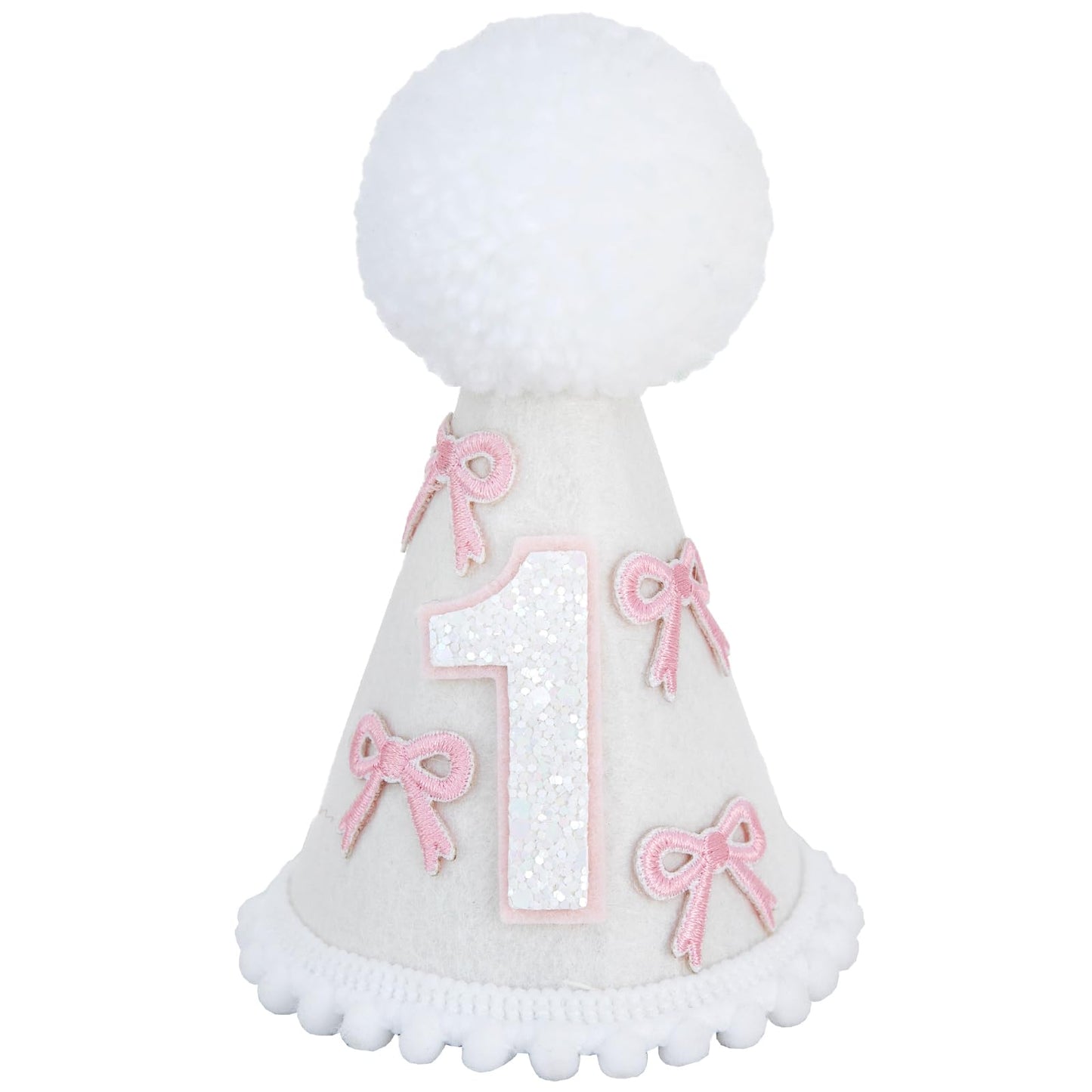 Ereniko White Pink Bow Party Hat First Birthday Hat Girl 1 Birthday