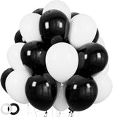 100pcs Black and White Balloons 12 Inch Thickened Latex Balloons for