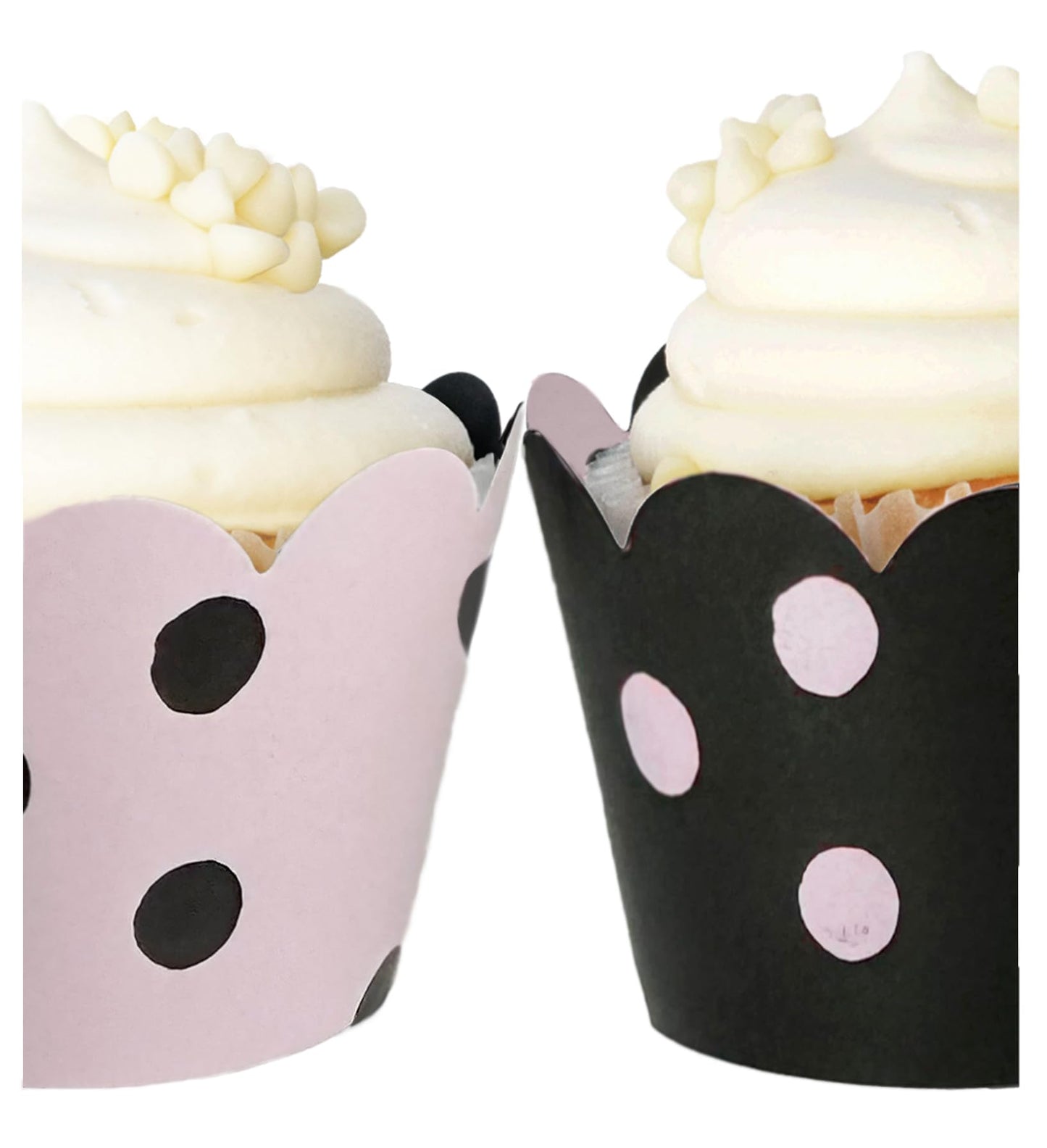 Cupcake Wrappers - Pink & Black Dot Wedding, She Said Yes Bridal, Baby