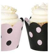 Cupcake Wrappers - Pink & Black Dot Wedding, She Said Yes Bridal, Baby