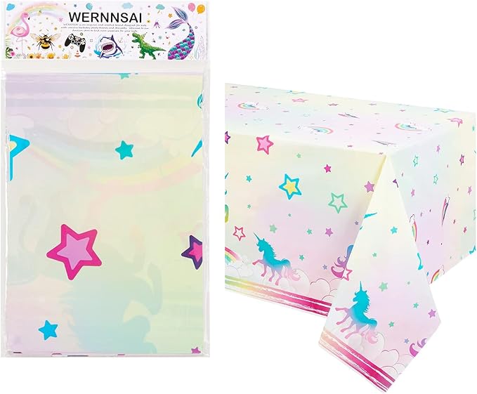 WERNNSAI 1PCS Unicorn Tablecloth - Unicorn Birthday Decorations
