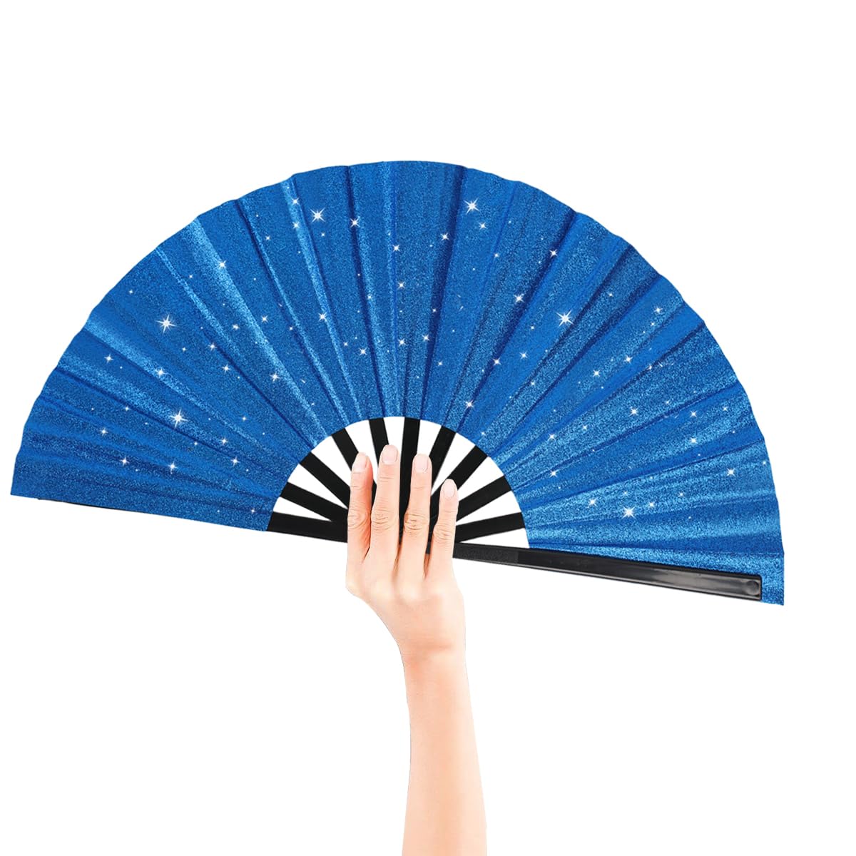 Tkocisa 2 Pack Glitter Large Folding Hand Fans for Line Dancing,