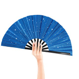 Tkocisa 2 Pack Glitter Large Folding Hand Fans for Line Dancing,