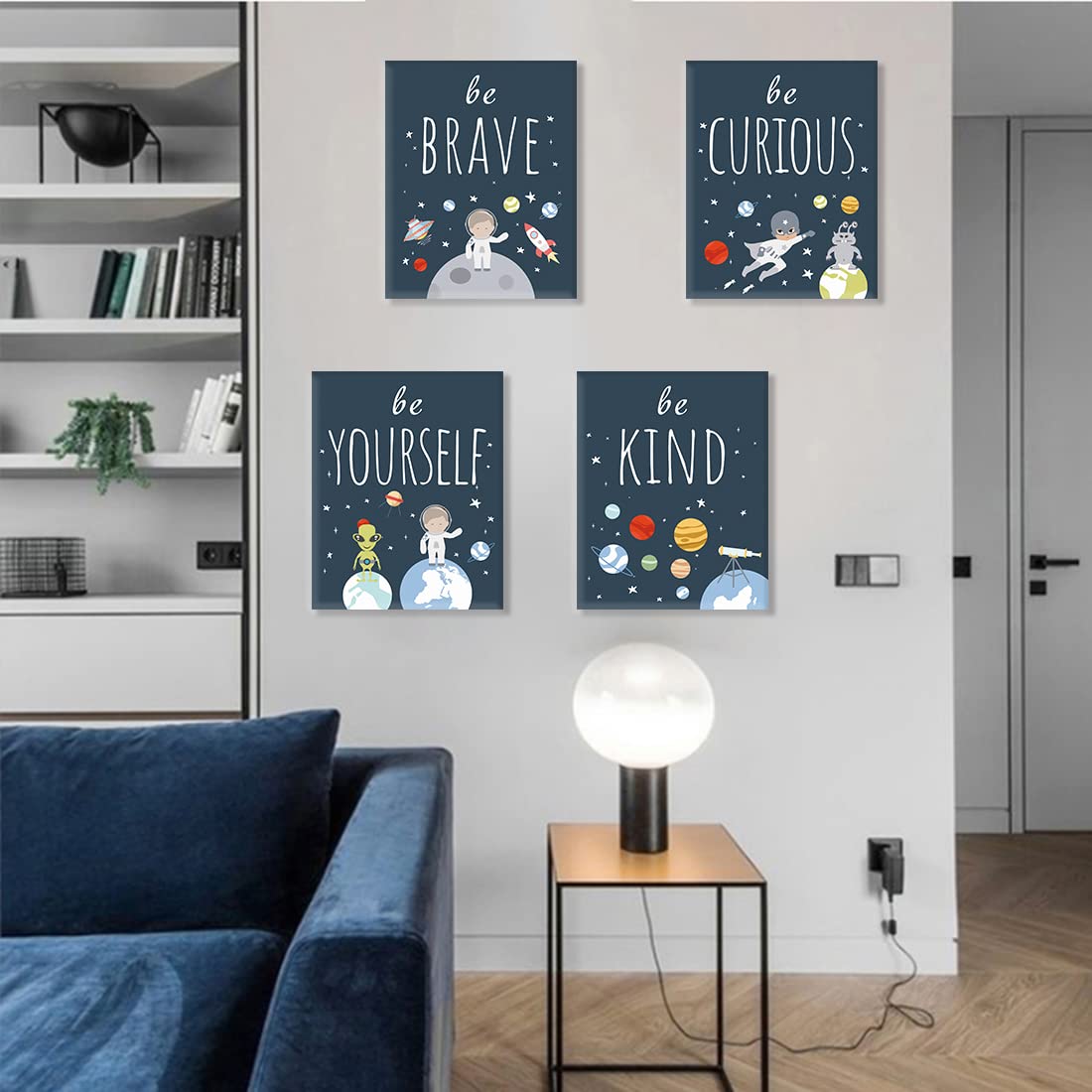 CHDITB Frame Outer Space Art Print, Boys Planet Theme Canvas Posters,