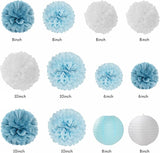 Dusty Blue White Bridal Shower Bachelorette Party Decorations 22pcs