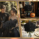 30 PCS Fake Black Roses Artificial Flowers Bulk Halloween