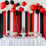 Captain Décor 8 Red Black and White Streamers, 656ft Pack of Crepe