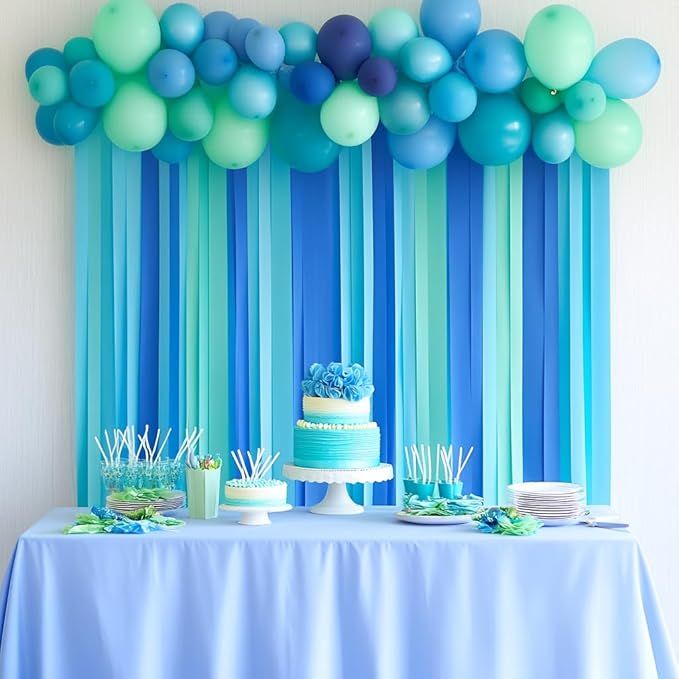 Captain Décor 6 Blue Streamers, 492ft Pack of Blue Crepe Paper Roll,