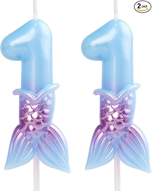 Mermaid Birthday Candle 11,Number11 Candles Mermaid,Ocean 11
