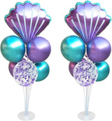 Mermaid Table Centerpiece Balloons Stand Kit 2 Sets with 2 Sea