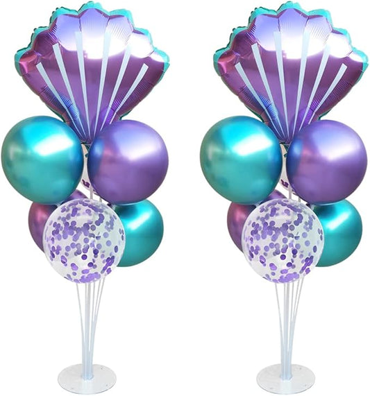 Mermaid Table Centerpiece Balloons Stand Kit 2 Sets with 2 Sea