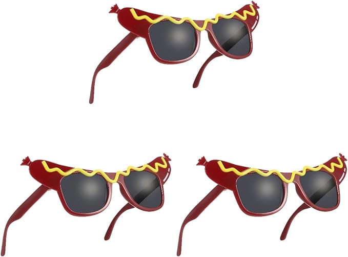 3 Pcs Funny Glasses for Dance Party, Makeup Glasses Hot Dog Eye for