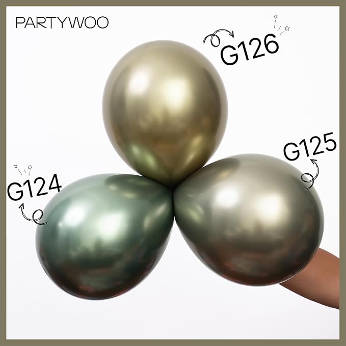 PartyWoo Metallic Green Balloons 50pcs 12 Inch Metallic Sage Olive