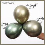 PartyWoo Metallic Green Balloons 50pcs 12 Inch Metallic Sage Olive