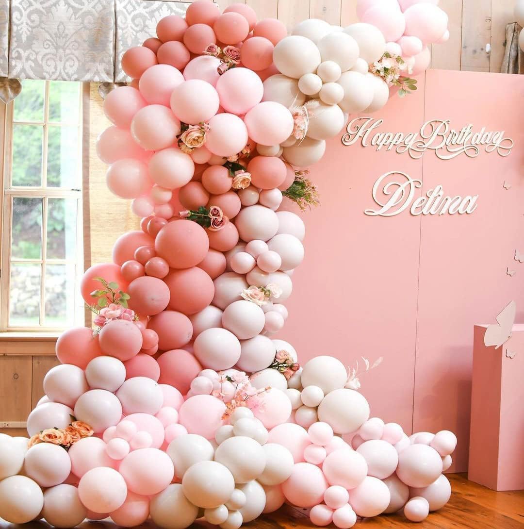 Pastel Pink Balloon Garland Double Stuffed Baby Pink Balloons Arch