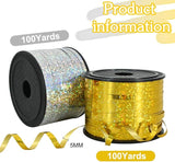 BEISHIDA 2 Pack 100 Yards Gold Silver Glitter Ribbon Balloon String
