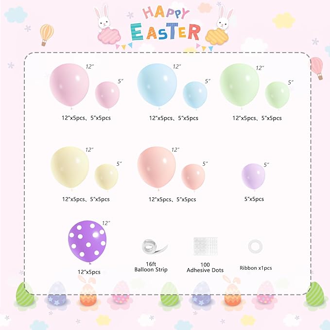 Easter Decorations Pastel Easter Balloons Garland Arch Kit with