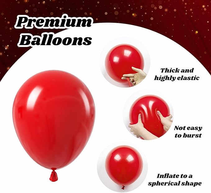 Red Black and Gold Balloons, 60pcs 12inch Red Black Gold Confetti