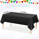 3Pcs Black Rectangle Tablecloth,Disposable Plastic Table