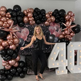 HILAVO Rose Gold and Black Balloons, 12Inch Metallic Rose Gold and