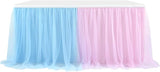 6ft Pink and Blue Tulle Table Skirt for Gender Reveal Tutu Table