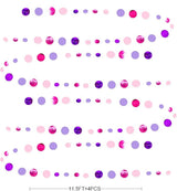 Pink and Purple Party Decorations Circle Dots Garland Hot Pink