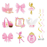 Zwiebeco Pink Gold Ballerina Happy Birthday Banner Bunting Hanging