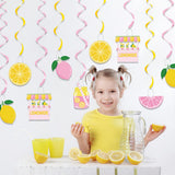 20Pcs Lemon Hanging Swirl Decorations, Citrus Lemonade Party Hanging
