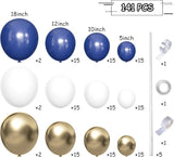 MEBAY Blue White Gold Balloons Garland Arch Kit, 141Pcs Latex