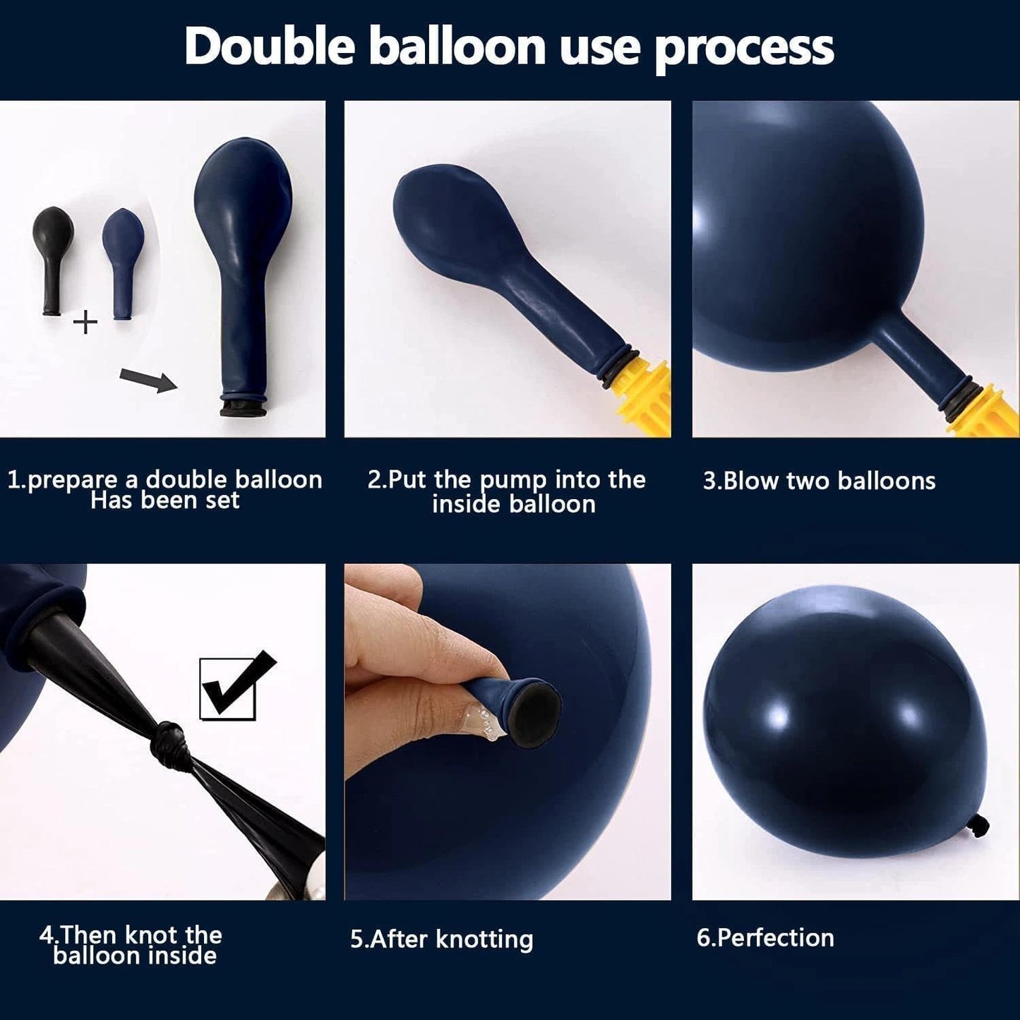 Navy Blue Black Balloon Arch Kit Double Stuffed, Dark Lavender-Blue