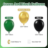 60pcs Green and Black balloons 12inch with Dark Green Metallic Gold