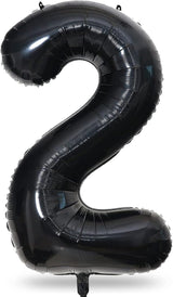 Black Foil Balloon Number 2, 40'' Giant Self Inflating Number