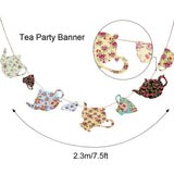 SUNBEAUTY Tea Party Decoration Teapot Bunting Garland Spring Garden