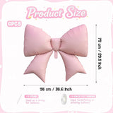 Biapian 6 Pcs Pink Bow Balloons, 38 Inch Giant Bow Foil Balloons,