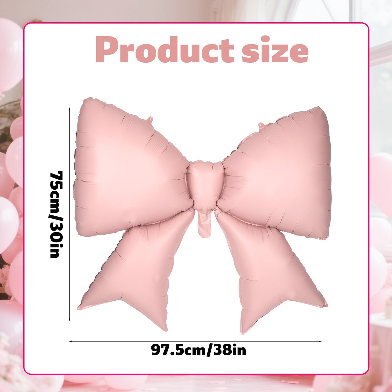 4Pcs Giant Bow Balloons, 97.5cm/38in Big Elegant Coquette Theme Pink